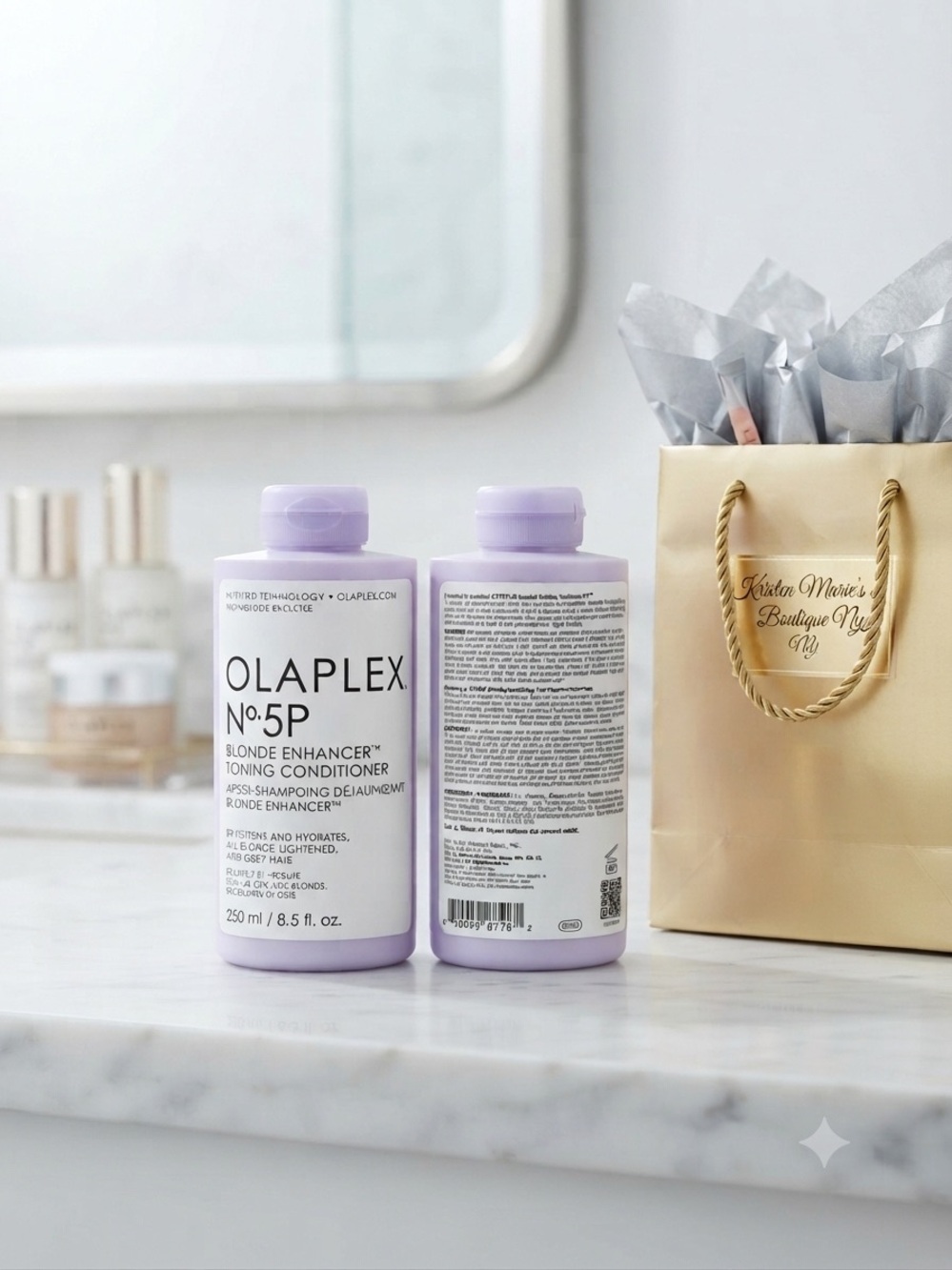 2Pc Set OLAPLEX No.5P Blonde Enhancer Toning Conditioner Duo & Beauty Gift Bag